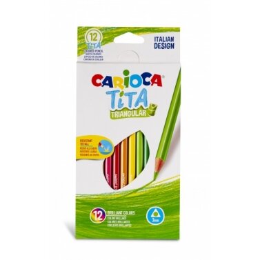 Pieštukai spalvoti Carioca Tita tribriauniai plastikiniu korpusu 12 spalvų