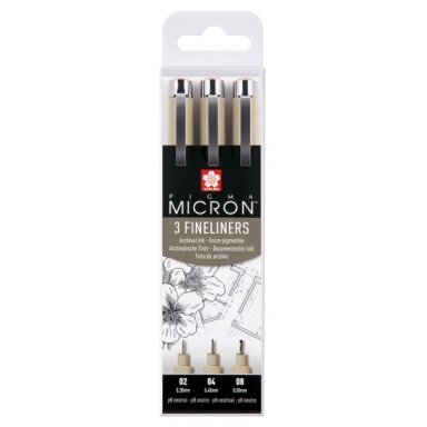 Piešimo rinkinys Sakura Pigma Micron Black, 3 vnt.