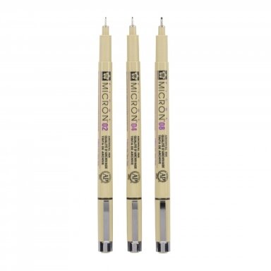 Piešimo rinkinys Sakura Pigma Micron Black, 3 vnt.