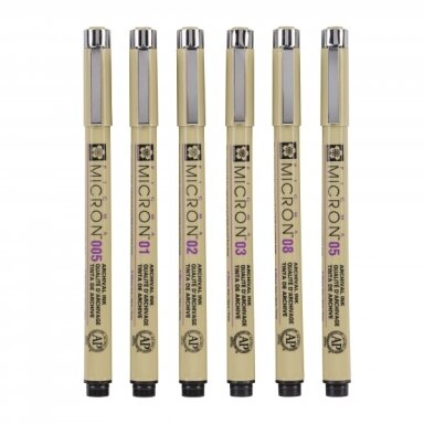 Sakura Pigma Micron Set 6 Fineliners Black