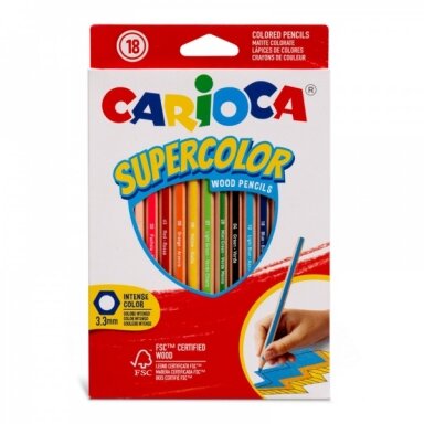 Colored Pencils Carioca Supercolor Hexagonal 18 pcs Colored Pencils Carioca Supercolor Hexagonal 18 pcs