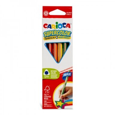 Colored Pencils Carioca Supercolor Maxi Triangular 6 colors Colored Pencils Carioca Supercolor Maxi Triangular 6 colors