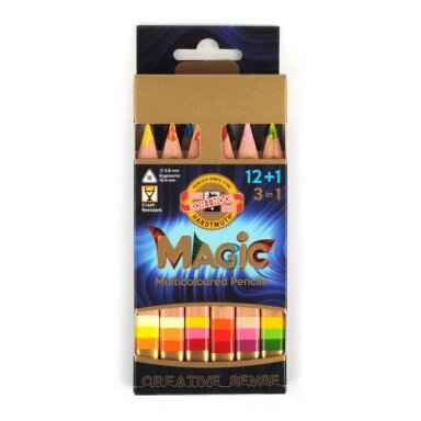 Set of Jumbo Triangular Coloured Magic Pencils Koh-I-Noor 3404 12+1