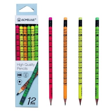 Acmeliae Round Graphite HB Pencil Multiplication Table Series Acmeliae Round Graphite HB Pencil Multiplication Table Series
