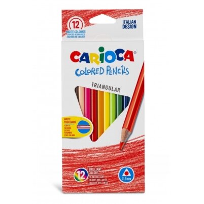 Pieštukai spalvoti Carioca tribriauniai 3,5 mm 12 vnt Pieštukai spalvoti Carioca tribriauniai 3,5 mm 12 vnt