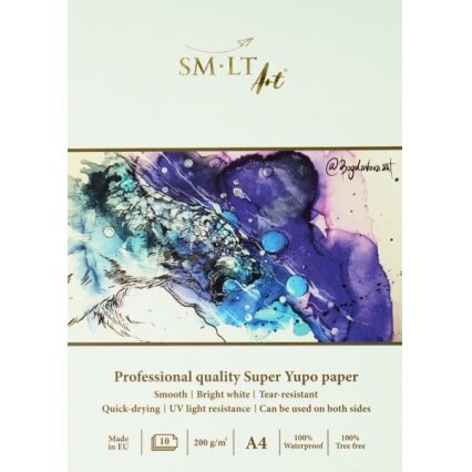 Альбом для рисования YUPO PRO SMLT, формат A4, 10 листов, 200 г/м² гладкая синтетическая бумага, с откидной обложкой