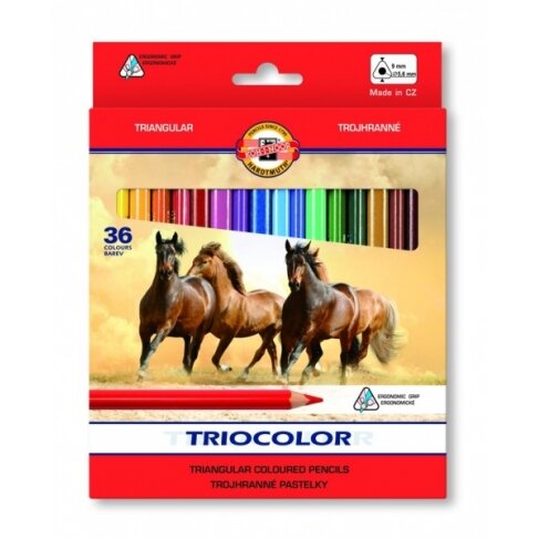 Карандаши цветные Koh-I-Noor Triocolor 3145 Horses трехгранные 36 цветов Карандаши цветные Koh-I-Noor Triocolor 3145 Horses трехгранные 36 цветов