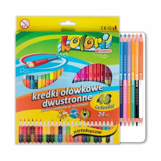 Карандаши цветные Penmate Kolori  Premium двусторонние c точилкой, 24 штуки