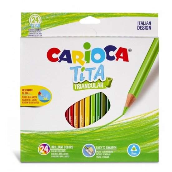 Pieštukai spalvoti Carioca Tita tribriauniai plastikiniu korpusu 24 spalvų
