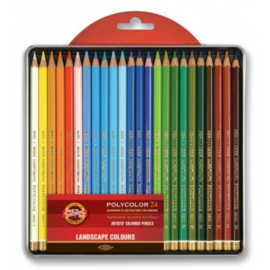 Set of Artists Coloured Pencils Koh-I-Noor Polycolor 3824 24 colors Landscape Set of Artists Coloured Pencils Koh-I-Noor Polycolor 3824 24 colors Landscape