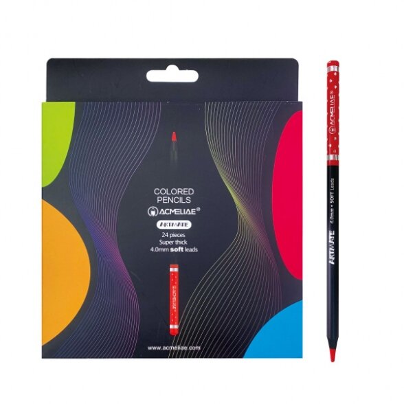 Pieštukai spalvoti apvalūs Acmeliae Artmate Super Soft 24 vnt Pieštukai spalvoti apvalūs Acmeliae Artmate Super Soft 24 vnt