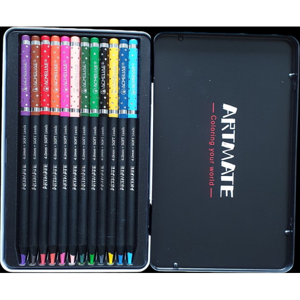 Карандаши цветные круглые Acmeliae Artmate Super Soft супер мягкие в металлической коробке 12 шт. 1 Карандаши цветные круглые Acmeliae Artmate Super Soft супер мягкие в металлической коробке 12 шт. 1