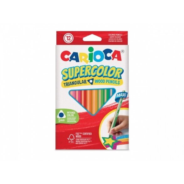 Colored Pencils Carioca Supercolor Maxi Triangular 12 colors Colored Pencils Carioca Supercolor Maxi Triangular 12 colors