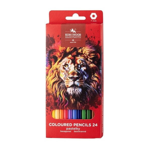 Koh-I-Noor set of school coloured pencils 3554 24 LION RED