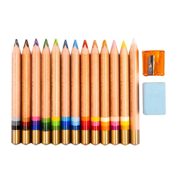 Set of Jumbo Triangular Coloured Magic Pencils Koh-I-Noor 3404 12+1 1