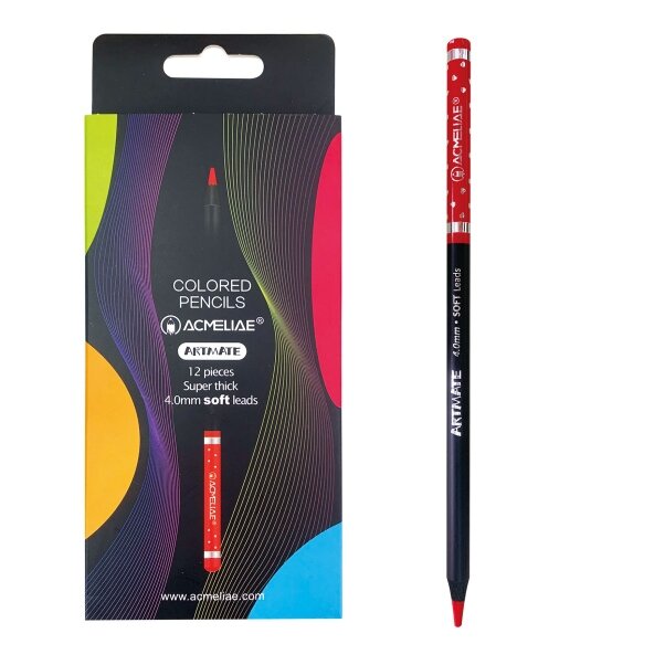 Pieštukai spalvoti apvalūs Acmeliae Artmate Super Soft 12 spalvų Pieštukai spalvoti apvalūs Acmeliae Artmate Super Soft 12 spalvų