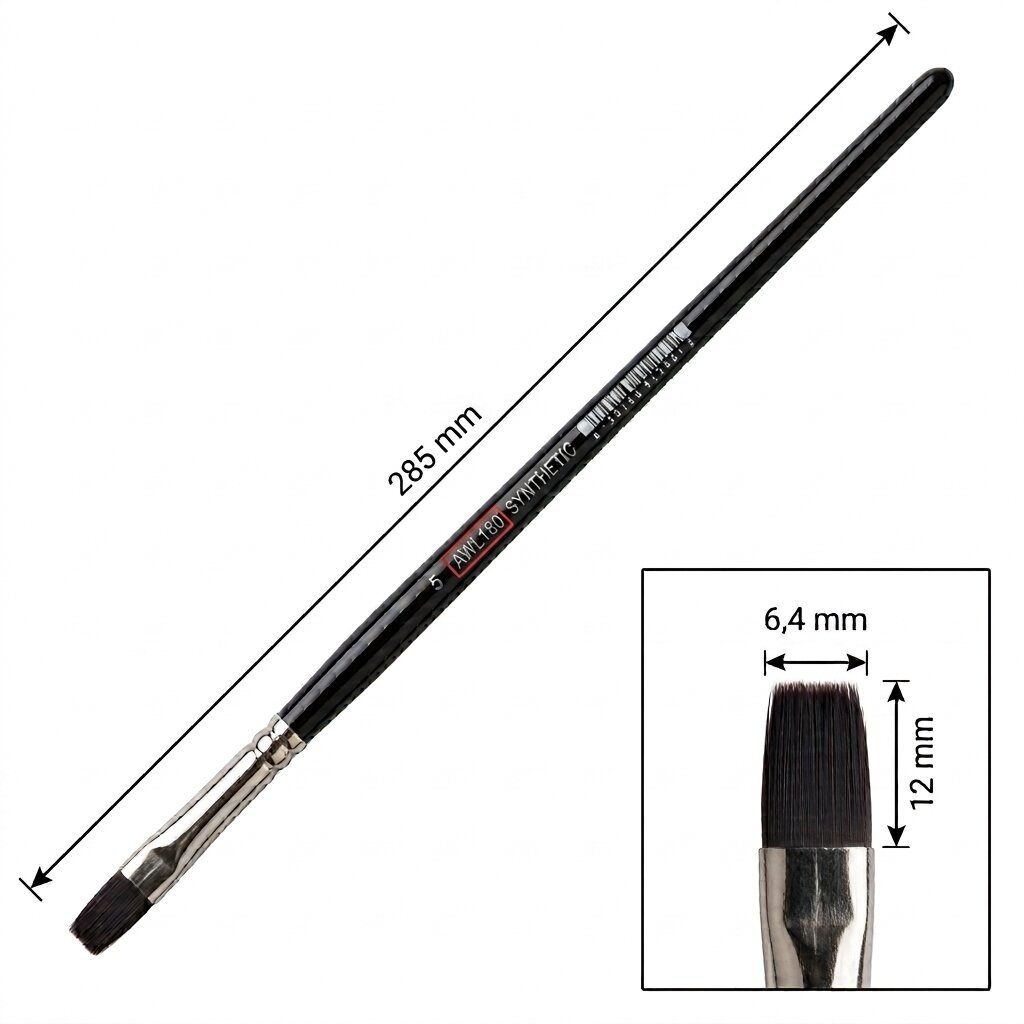 Flat Artist Brush 180, Brown Synthetic, Long Handle, Size 5 1 Flat Artist Brush 180, Brown Synthetic, Long Handle, Size 5 1