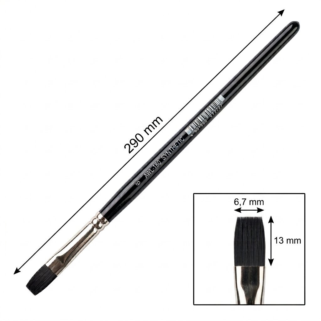 Flat Artist Brush 180, Brown Synthetic, Long Handle, Size 6 1 Flat Artist Brush 180, Brown Synthetic, Long Handle, Size 6 1