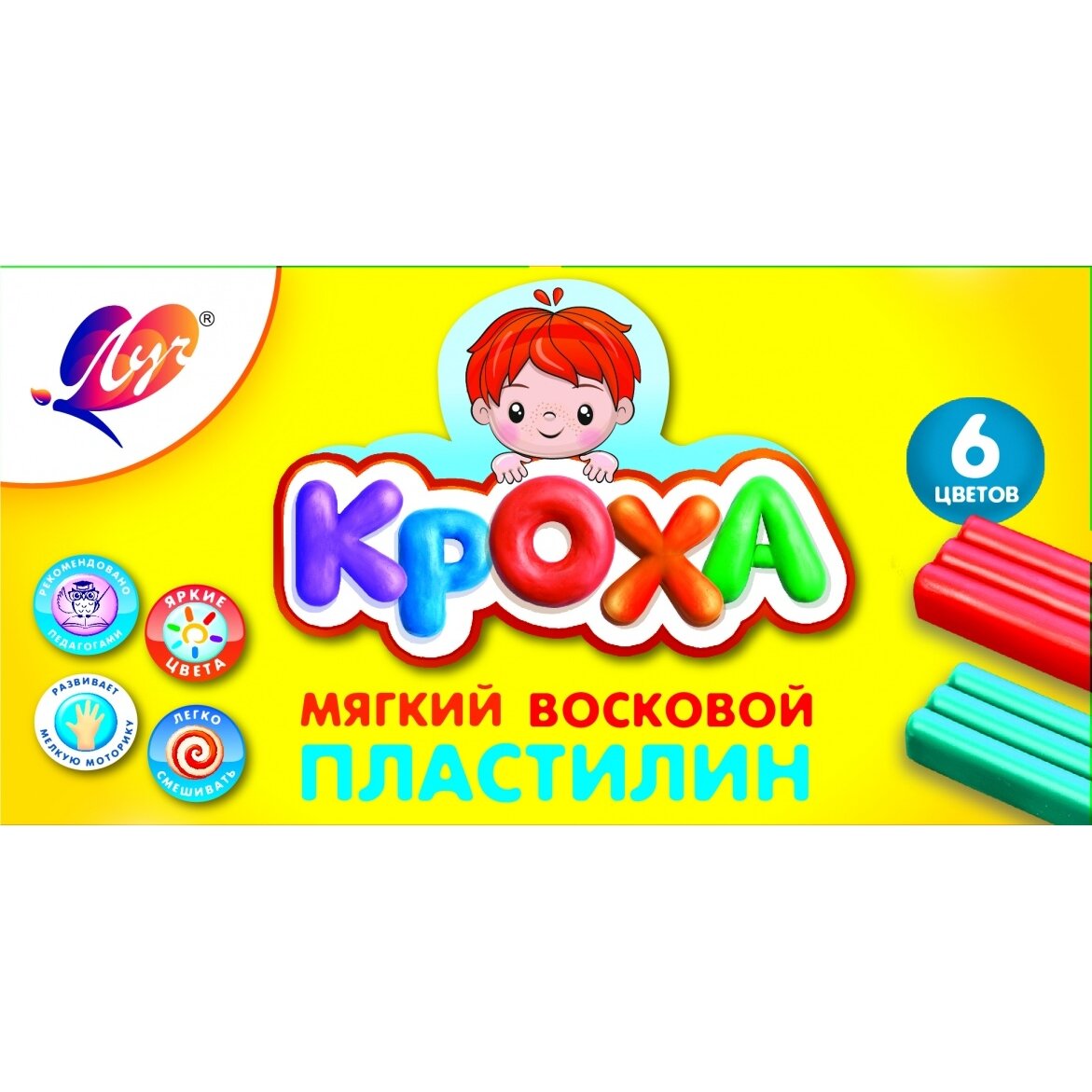 Soft Modelling Clay Luch Krokha 6 colors made with wax, with spatula, 99 g Soft Modelling Clay Luch Krokha 6 colors made with wax, with spatula, 99 g