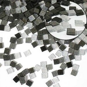 Mosaic tiles GLITTER MIX, 45g, 5x5mm, 700 parts, grey 1