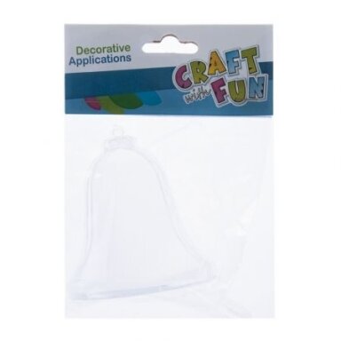 Plastikinis skaidrus varpelis dekoravimui 8,5 cm, iš dviejų dalių CRAFT-FUN Plastikinis skaidrus varpelis dekoravimui 8,5 cm, iš dviejų dalių CRAFT-FUN