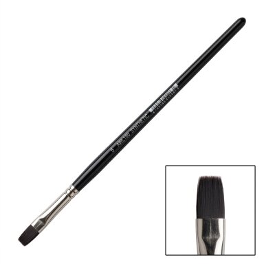 Flat  Artist Brush 180, Brown Synthetic, Long Handle, Size 5