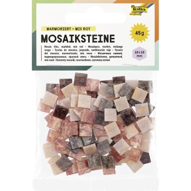 Mosaic tiles MARBLED ASSORTMENT, 45g, 10x10mm, 190 parts, red