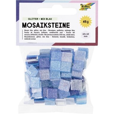Мозаичная плитка GLITTER MIX, 45g, 10x10mm, 190 частей, синяя
