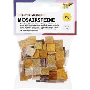 Mosaic tiles GLITTER MIX, 45g, 10x10mm 190 parts, brown