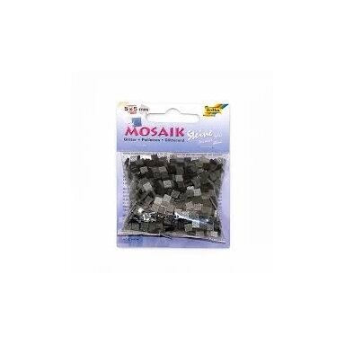 Mosaic tiles GLITTER MIX, 45g, 5x5mm, 700 parts, grey