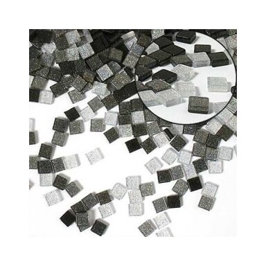 Mosaic tiles GLITTER MIX, 45g, 5x5mm, 700 parts, grey