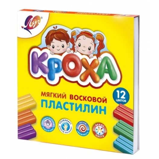Soft Modelling Clay Luch Krokha 12 colors made with wax, with spatula, 198 g Soft Modelling Clay Luch Krokha 12 colors made with wax, with spatula, 198 g