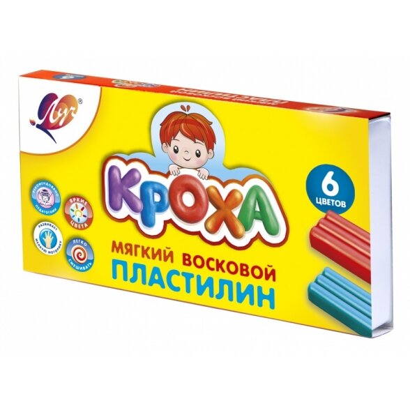 Soft Modelling Clay Luch Krokha 6 colors made with wax, with spatula, 99 g 1