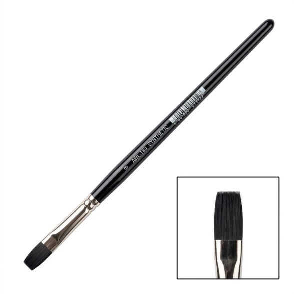 Flat Artist Brush 180, Brown Synthetic, Long Handle, Size 6 Flat Artist Brush 180, Brown Synthetic, Long Handle, Size 6