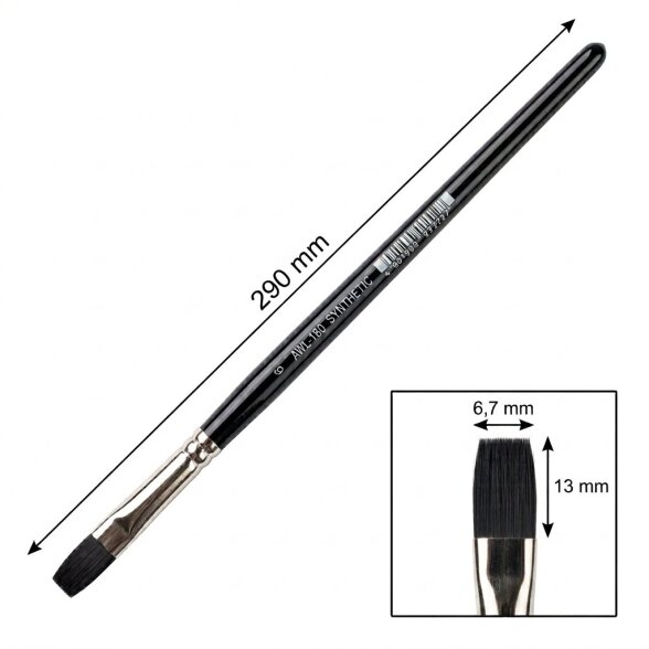 Flat Artist Brush 180, Brown Synthetic, Long Handle, Size 6 1 Flat Artist Brush 180, Brown Synthetic, Long Handle, Size 6 1
