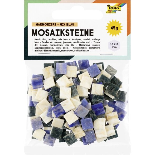 Мозаичная плитка MARBLED ASSORTMENT, 45g, 10x10mm, 190 деталей, синяя