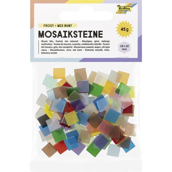 Plytelės mozaikai Folia Frost 10x10 mm, 190 vnt. įvairių spalvų Plytelės mozaikai Folia Frost 10x10 mm, 190 vnt. įvairių spalvų