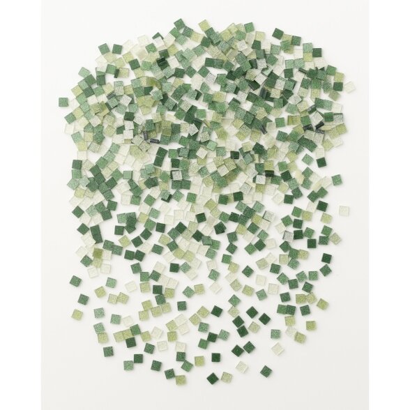 Plytelės mozaikai Folia Glitter 5x5 mm, 700 vnt. žalios spalvos 1 Plytelės mozaikai Folia Glitter 5x5 mm, 700 vnt. žalios spalvos 1