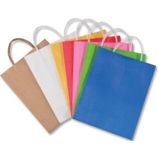 Paper Bags BASIC S, 110g/m², kraft paper, 10 pieces, 12x15x5,5cm, assorted colours