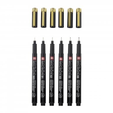 Rapitografų rinkinys Black&Gold Sakura Pigma Micron 6 vnt.