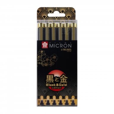 Рапитограф Sakura Pigma Micron Black&Gold 6 штук