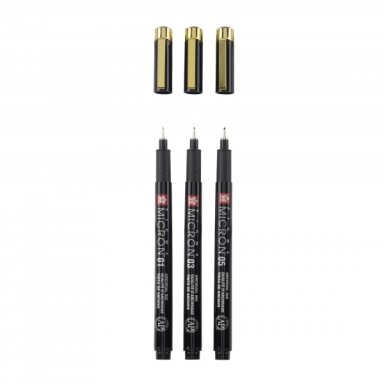 Rapitografų rinkinys Sakura Pigma Micron Black&Gold 3 vnt.