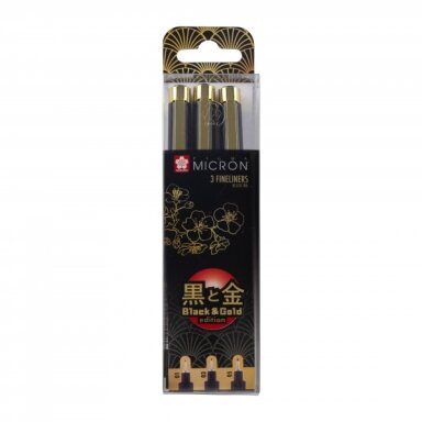 Рапитограф Sakura Pigma Micron Black&Gold 3 штуки