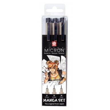 Рапитограф Sakura Pigma Micron Manga Set 3 штуки черные