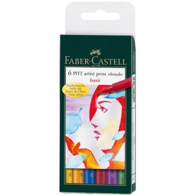 Набор капиллярных ручек Faber-Castell Pitt Artist Pen Brush, 6 штук Набор капиллярных ручек Faber-Castell Pitt Artist Pen Brush, 6 штук