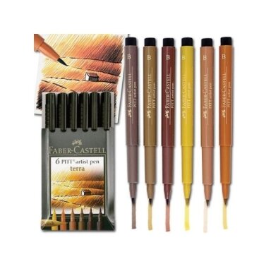 Rašiklių rinkinys piešimui Faber-Castell PITT Terra rudos spalvos atspalviai 6 vnt