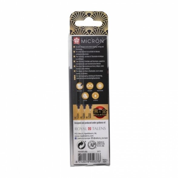 Рапитограф Sakura Pigma Micron Black&Gold 3 штуки 2 Рапитограф Sakura Pigma Micron Black&Gold 3 штуки 2