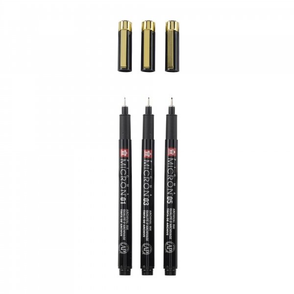 Рапитограф Sakura Pigma Micron Black&Gold 3 штуки 1 Рапитограф Sakura Pigma Micron Black&Gold 3 штуки 1