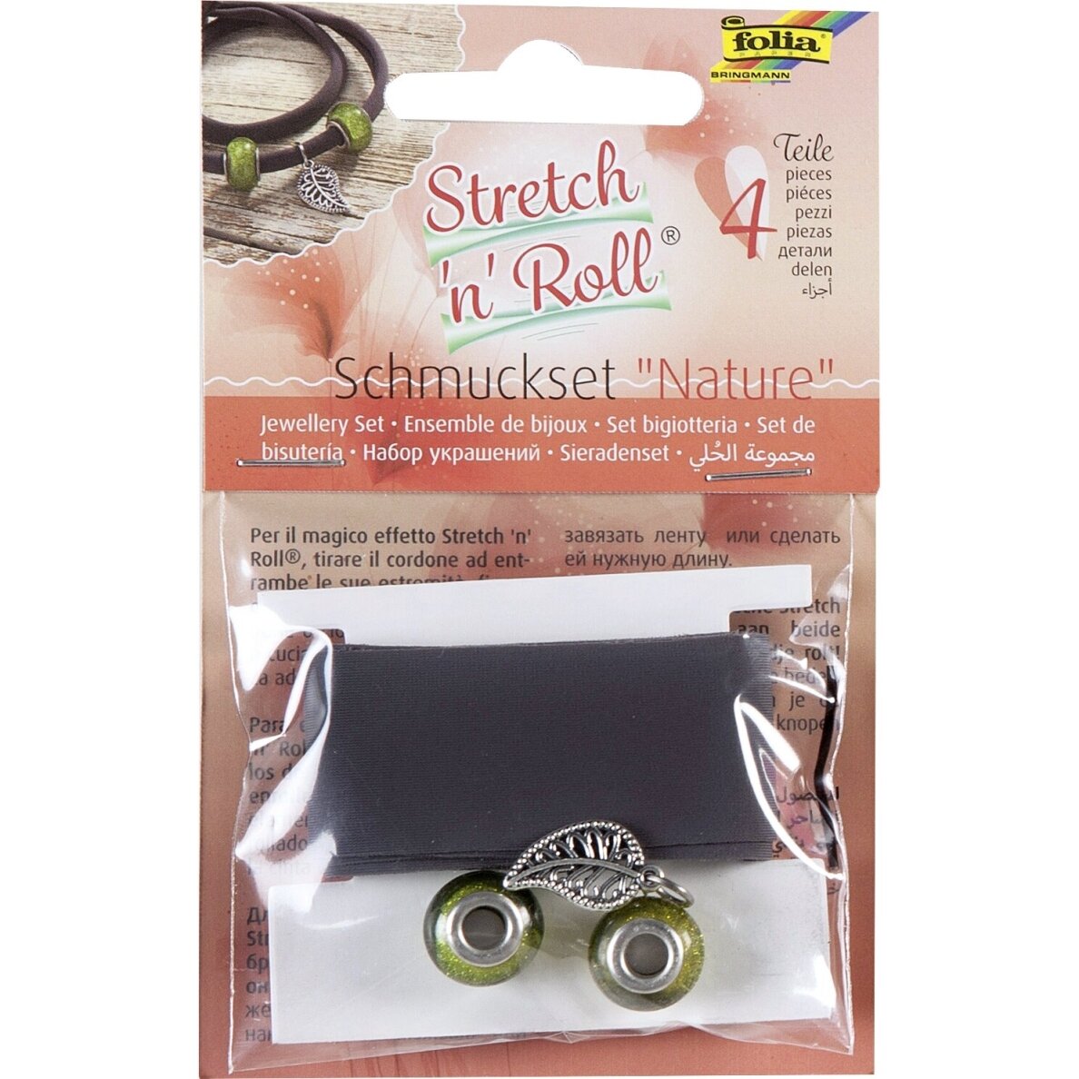 Stretch 'n' Roll bracelets NATURE, 1 bracelet 1m, 3 Charms