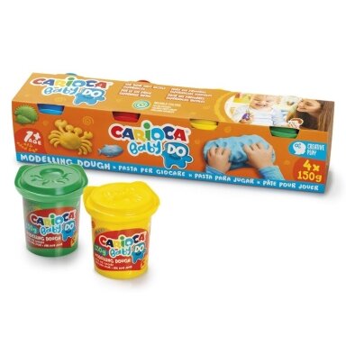 Самозатвердевающая масса для лепки Carioca Baby Do, набор из 4 цветов, баночки по 150 г, с 12 месяцев